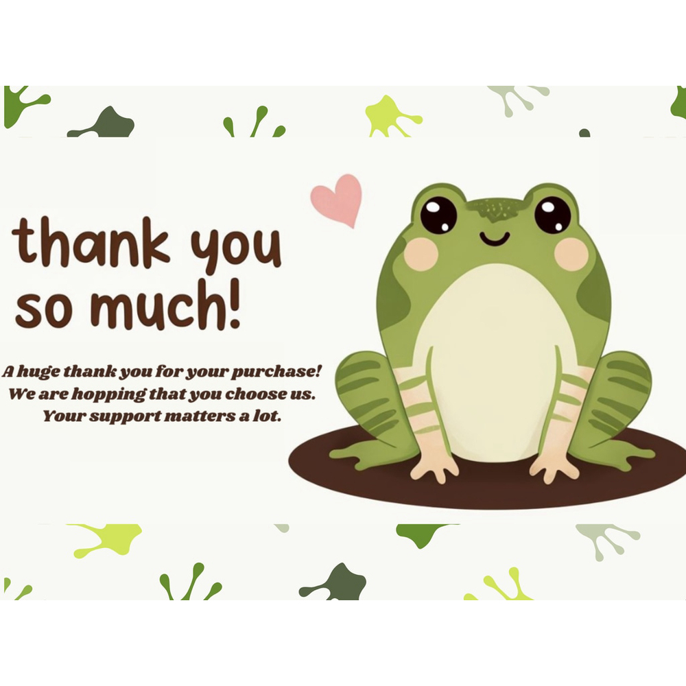 Handmade Green Frog Thank You Cards 3" x 5" 100 Count